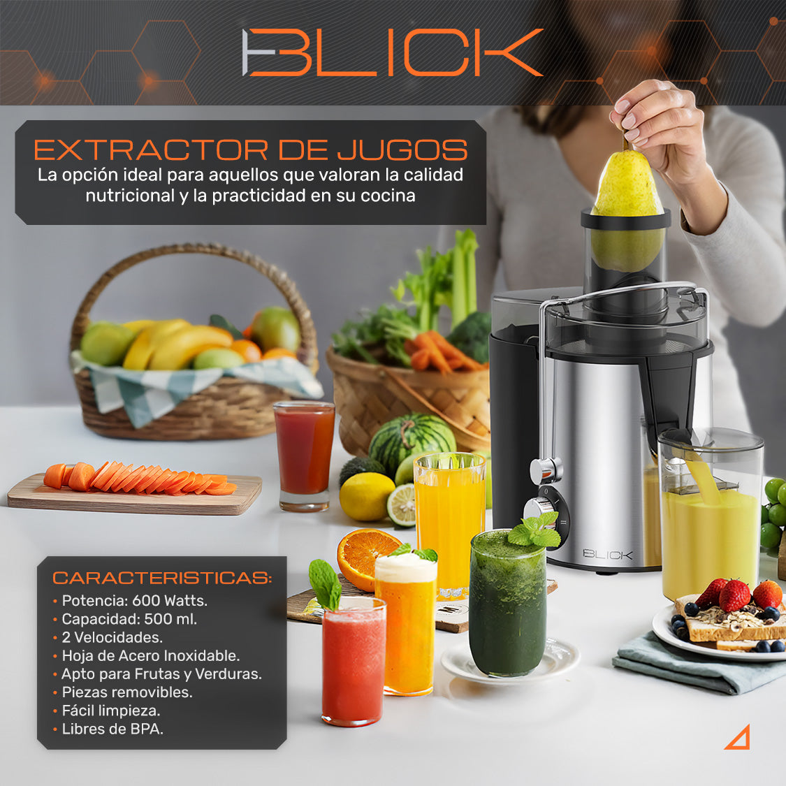 Extractor de Jugos y Verduras Eléctrico Blick
