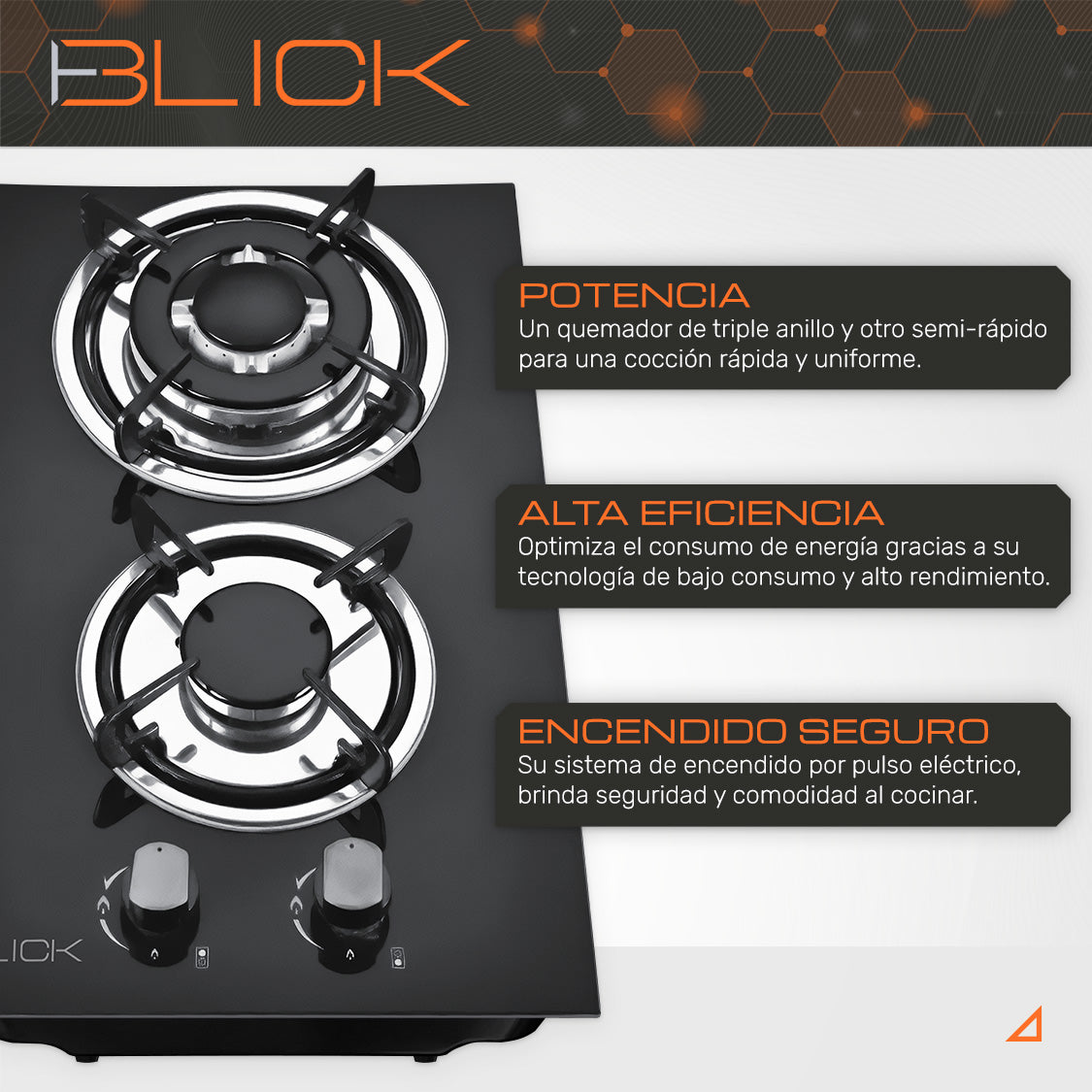 Parrilla Gas Vidrio Templado 2 Quemadores
