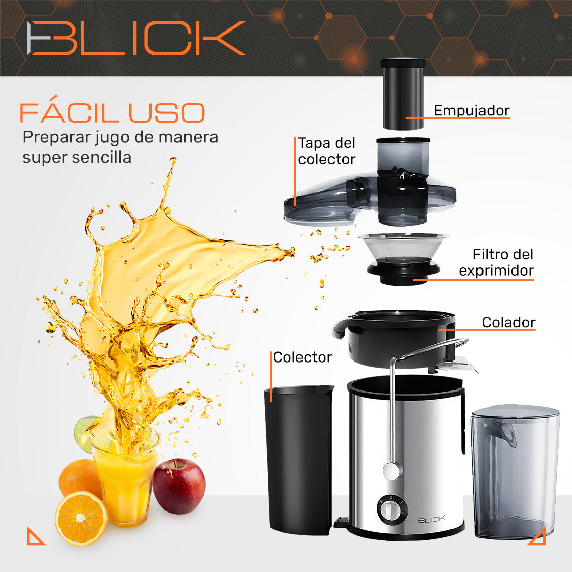 Extractor de Jugos y Verduras Eléctrico Blick