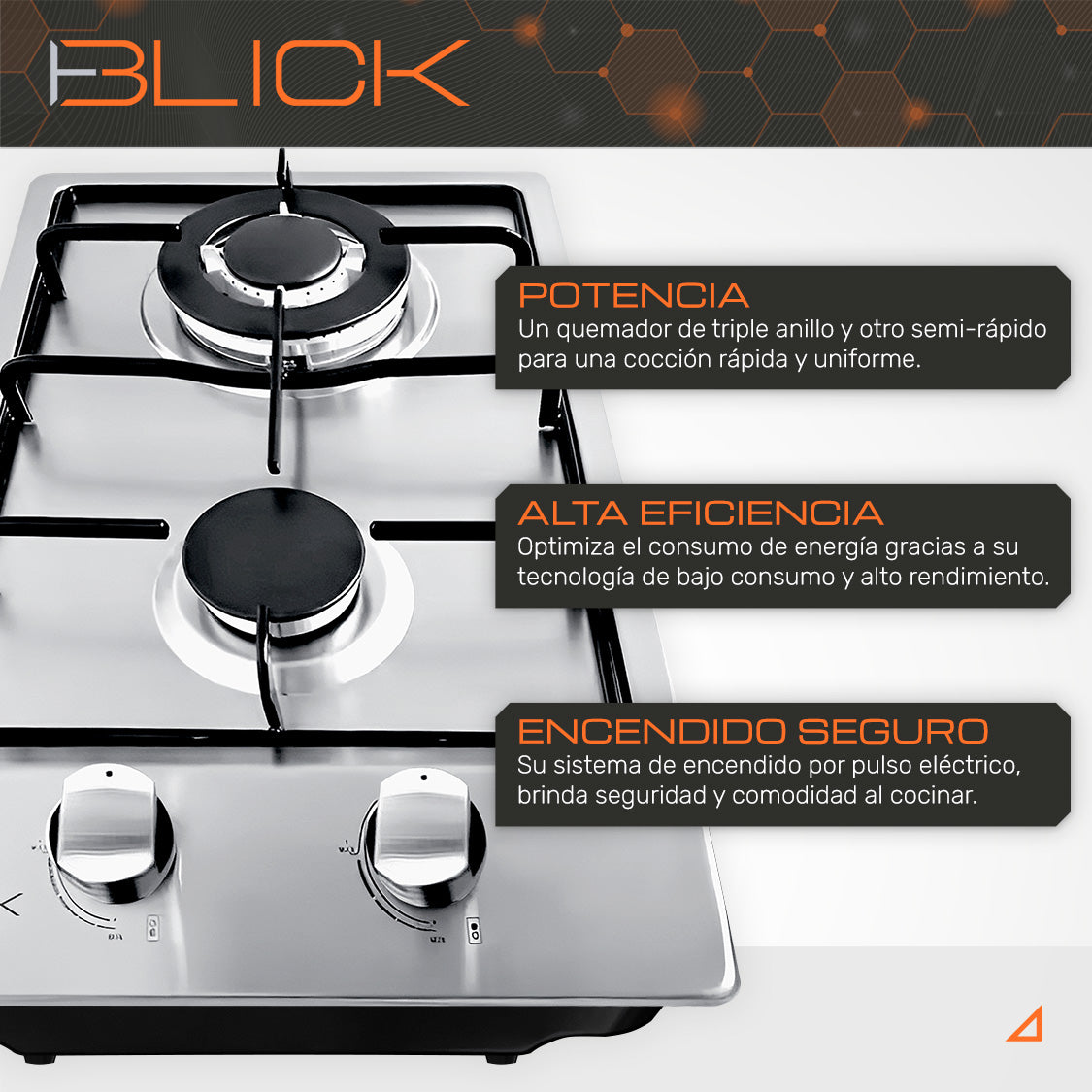 Parrilla de Acero inoxidable 2 Quemadores