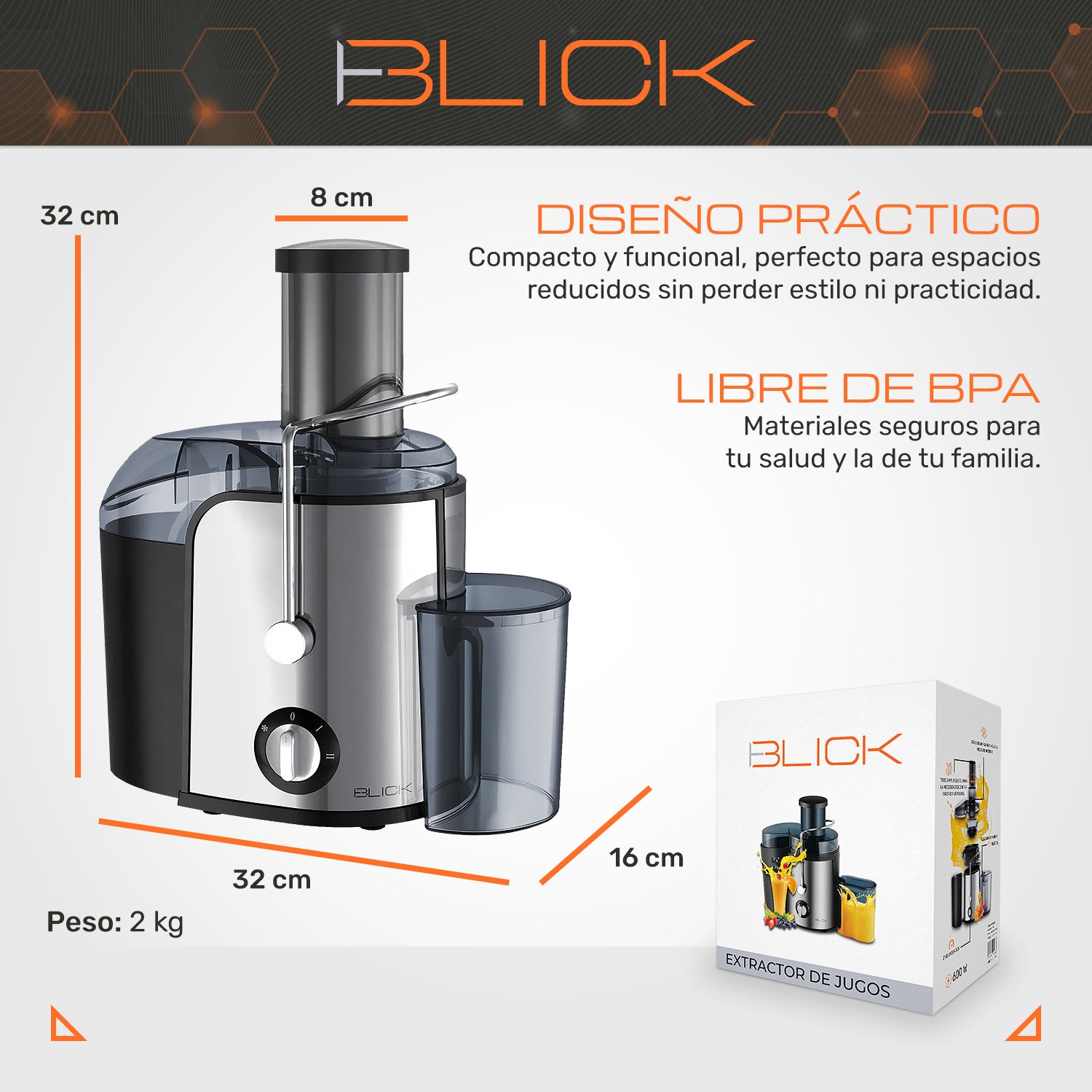 Extractor de Jugos y Verduras Eléctrico Blick