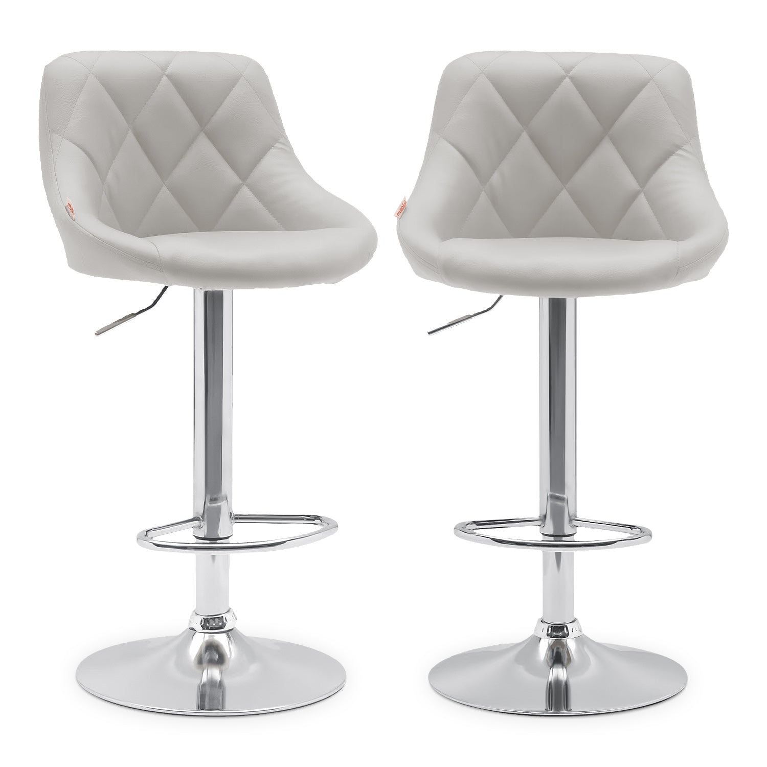 Set De 2 Bancos Altos Con Respaldo Apoyapiés Giratorio 360° Ajustable Antideslizante