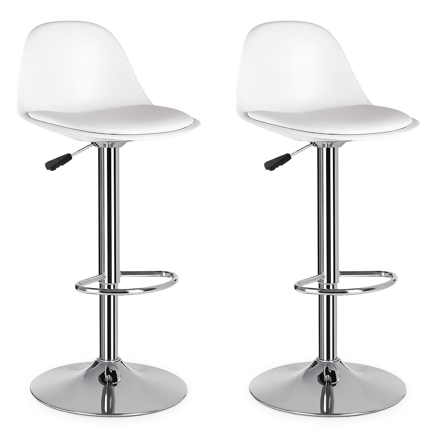 Set De 2 Bancos Altos De Cocina Altura Regulable Con Respaldo Giratorio 360°