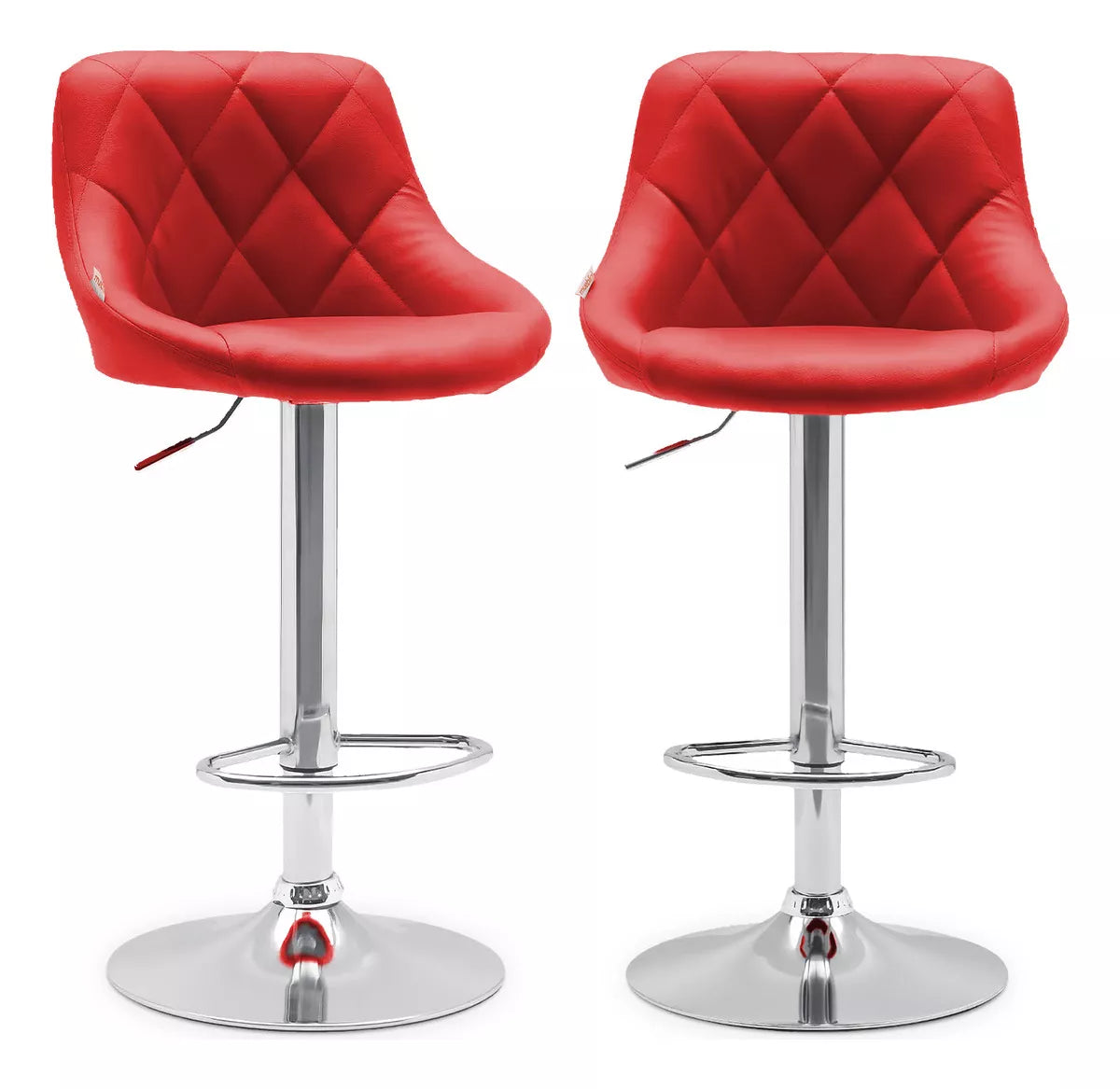 Set De 2 Bancos Altos Con Respaldo Apoyapiés Giratorio 360° Ajustable Antideslizante