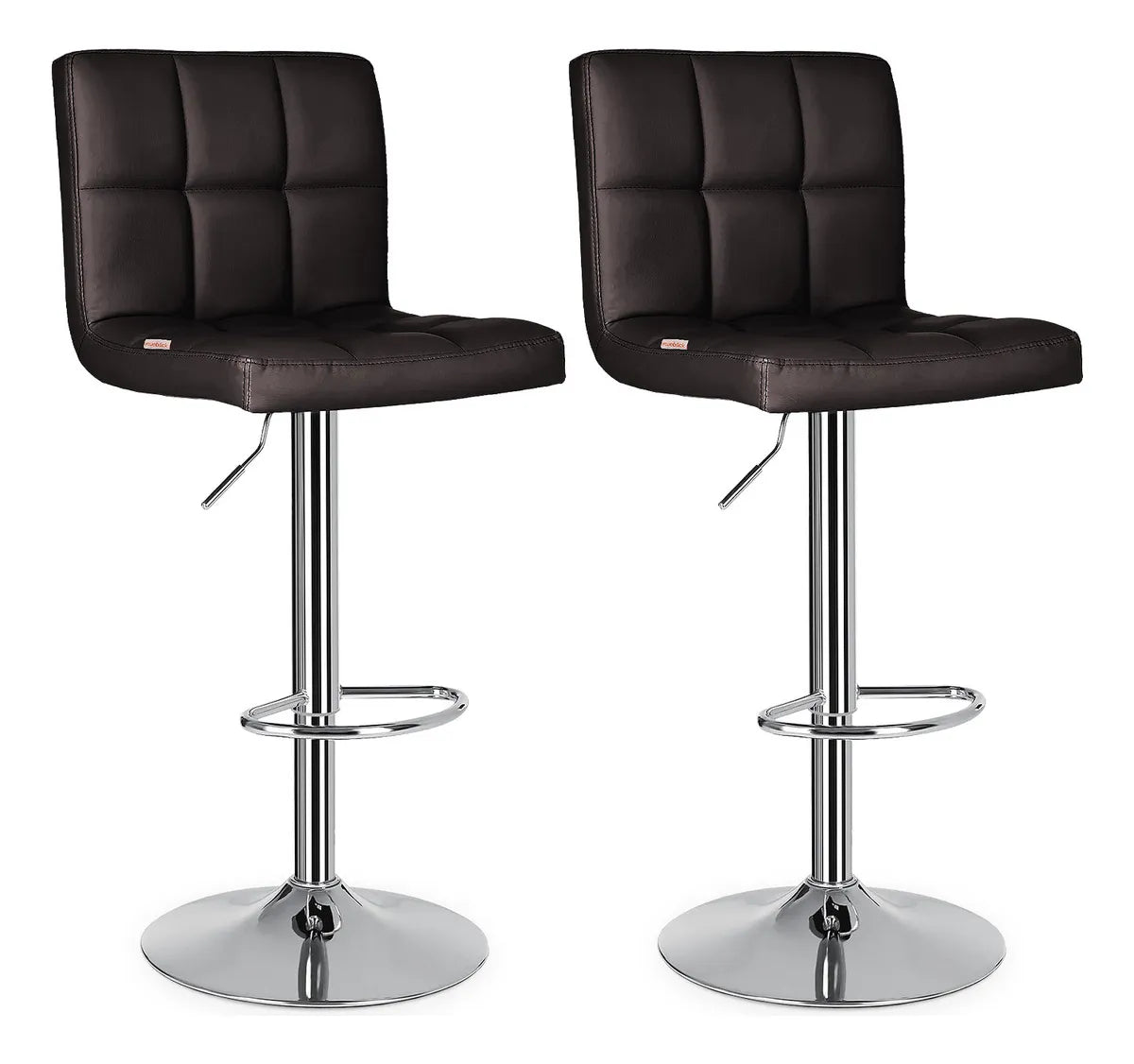 Set De 2 Bancos Sillas Con Respaldo Altura Regulable Giratorio 360° Diseño Moderno Y Elegante