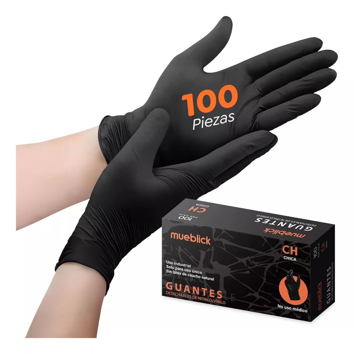 Guantes De Nitrilo Vinil Libre De Látex Sin Polvo Negro