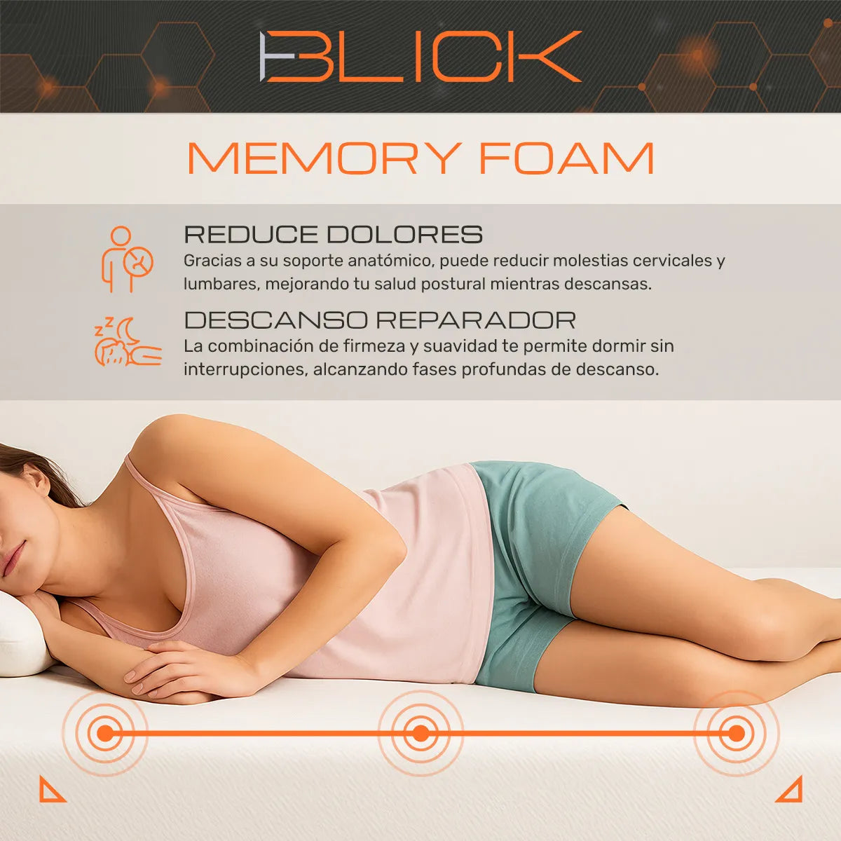 Colchón Memory Foam Blick Firme, Soporta 180 kg, Color Blanco