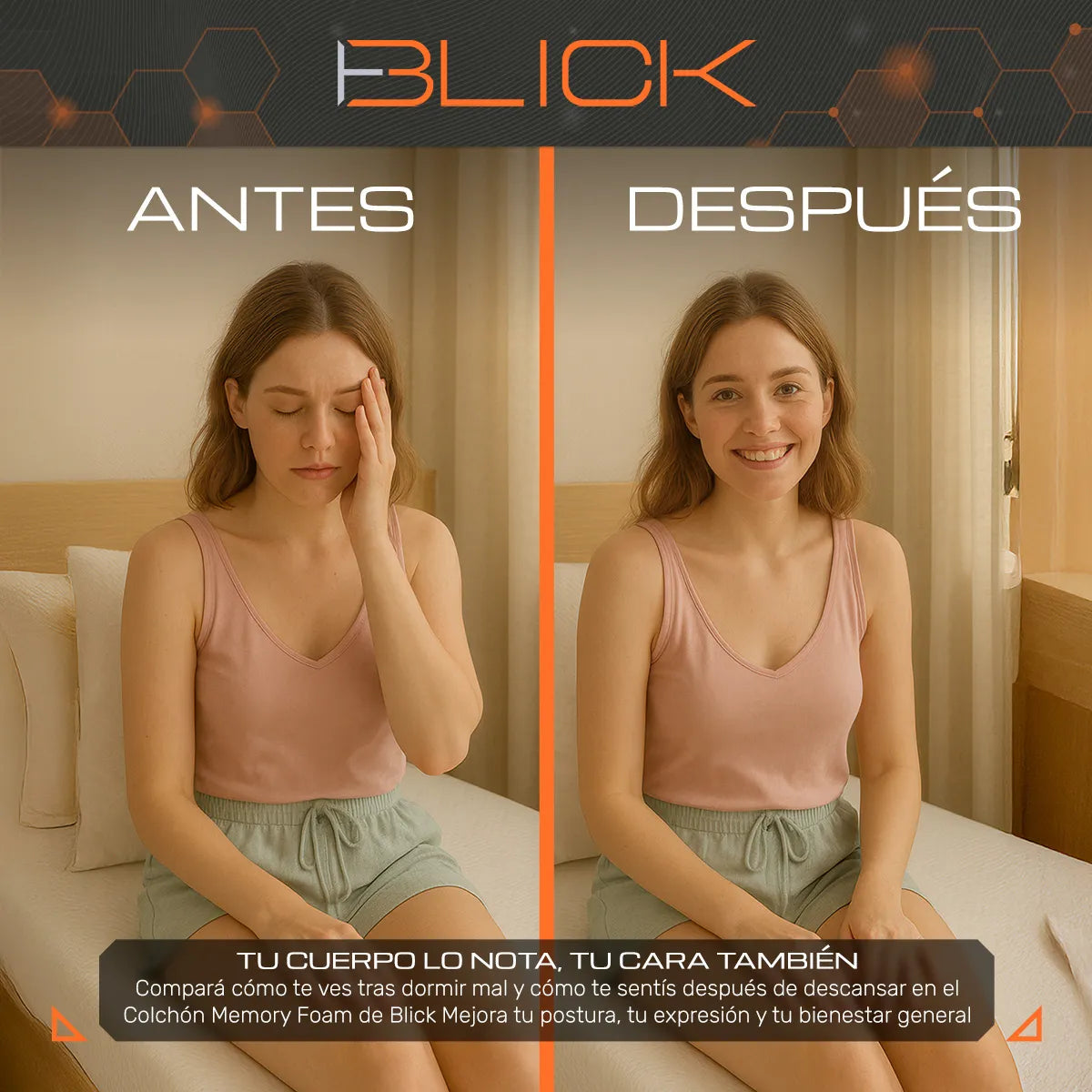 Colchón Memory Foam Blick Firme, Soporta 180 kg, Color Blanco