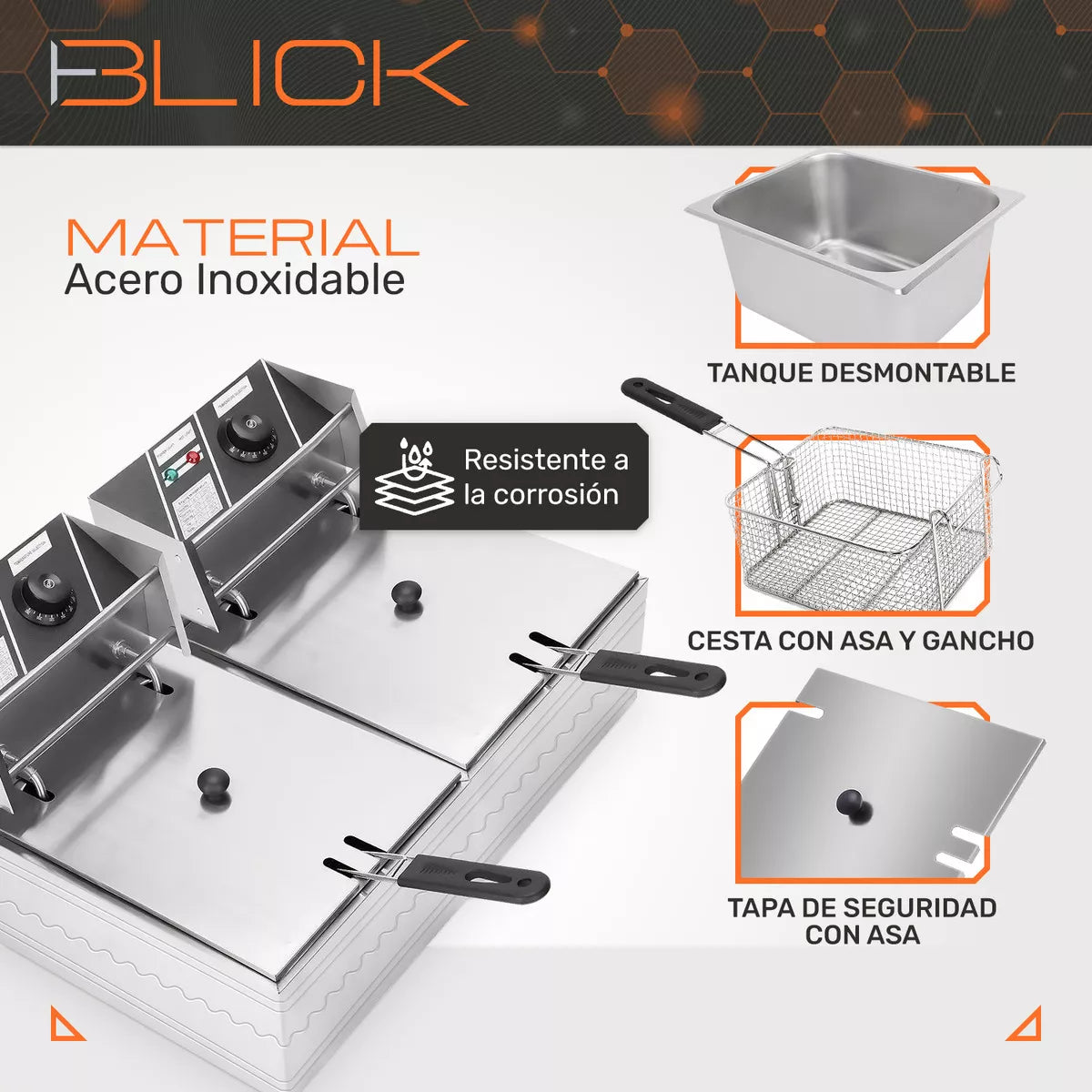Freidora Eléctrica De Aceite Doble Bandeja