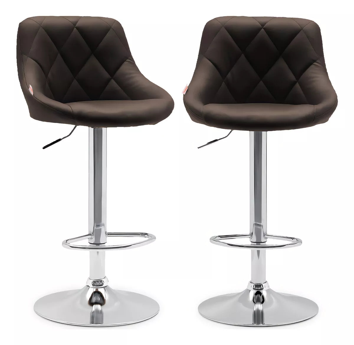 Set De 2 Bancos Altos Con Respaldo Apoyapiés Giratorio 360° Ajustable Antideslizante