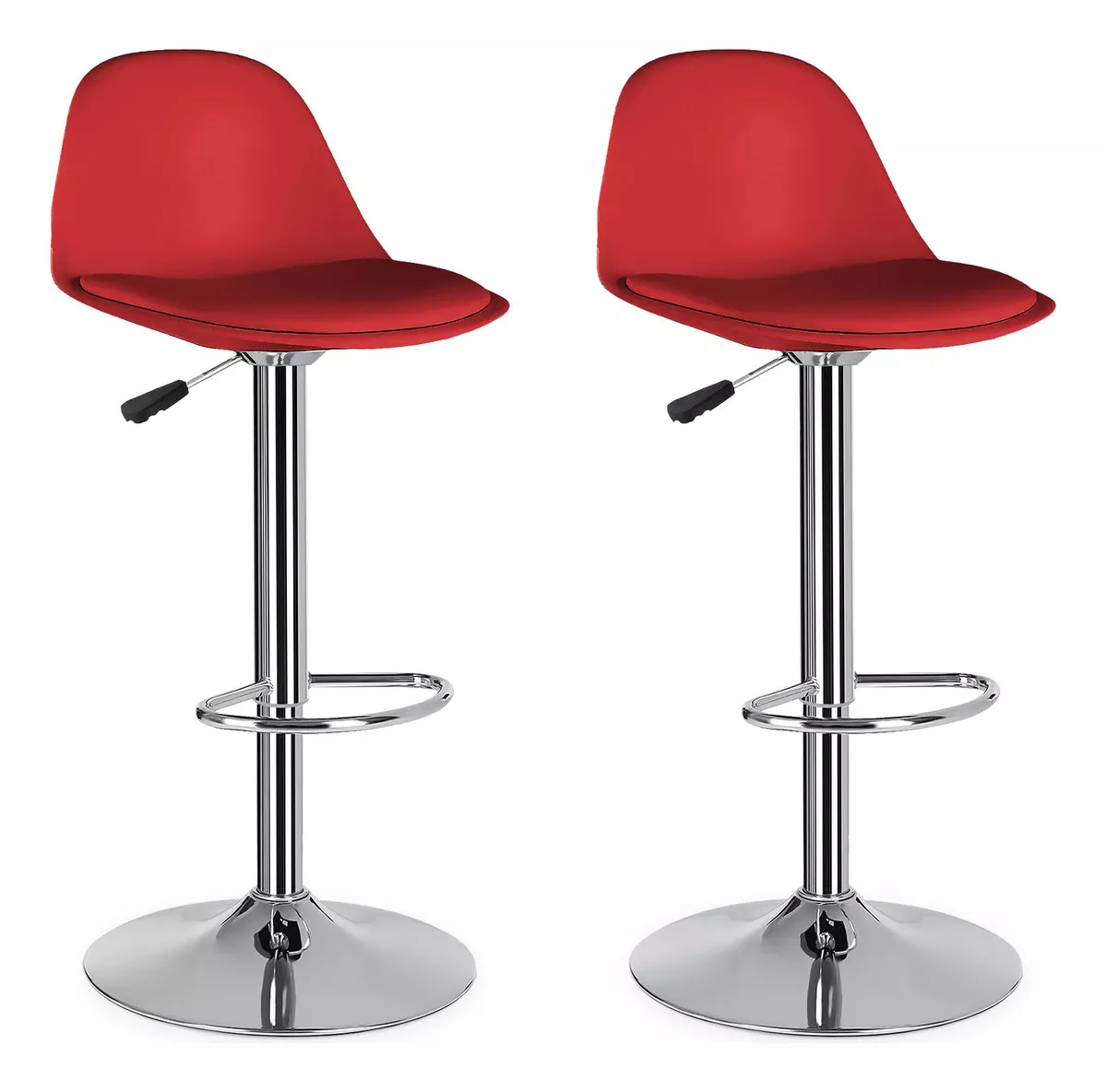 Set De 2 Bancos Altos De Cocina Altura Regulable Con Respaldo Giratorio 360°