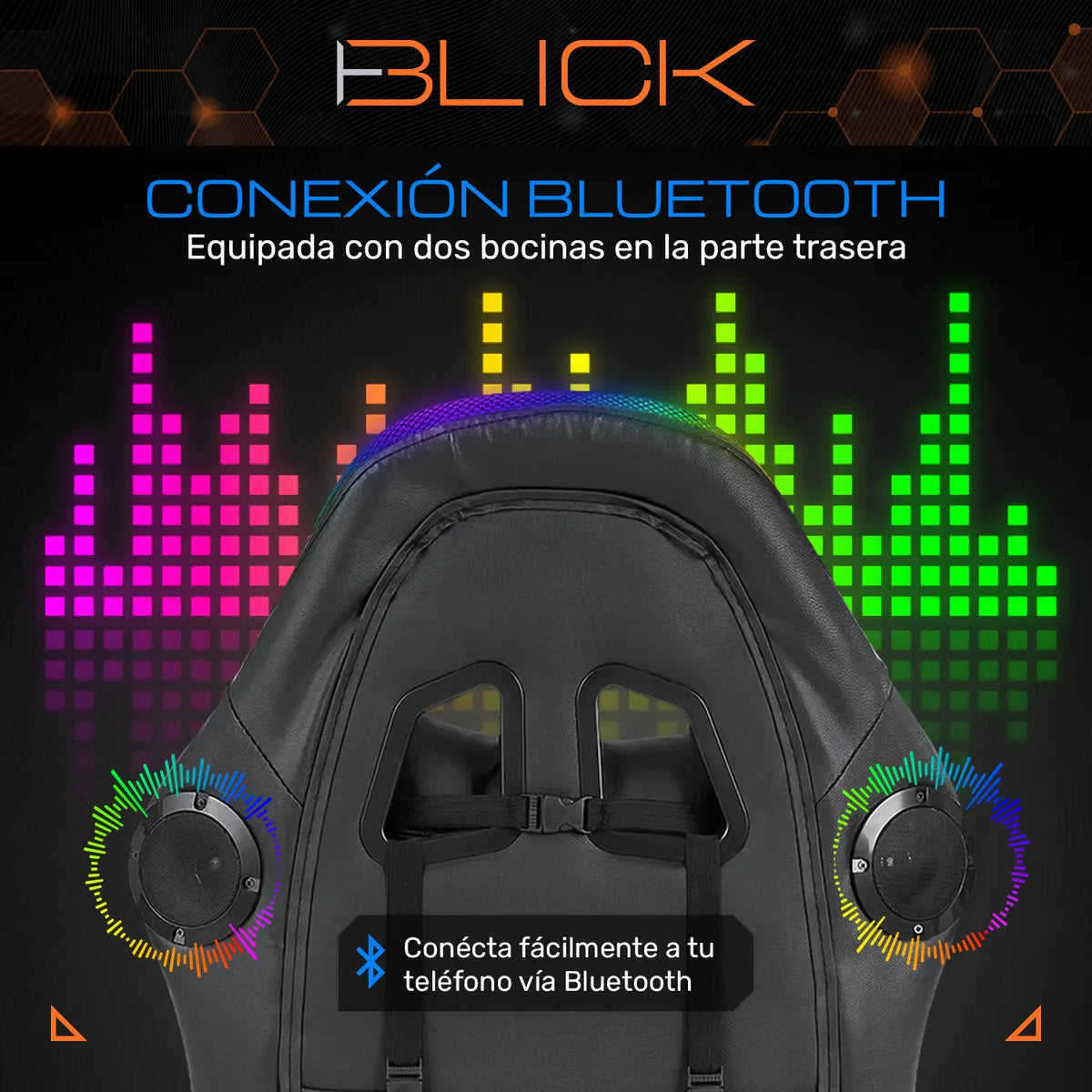 Silla Gamer Con Luz Led Rgb Masajes De 6 Puntos Bocinas Bluetooth