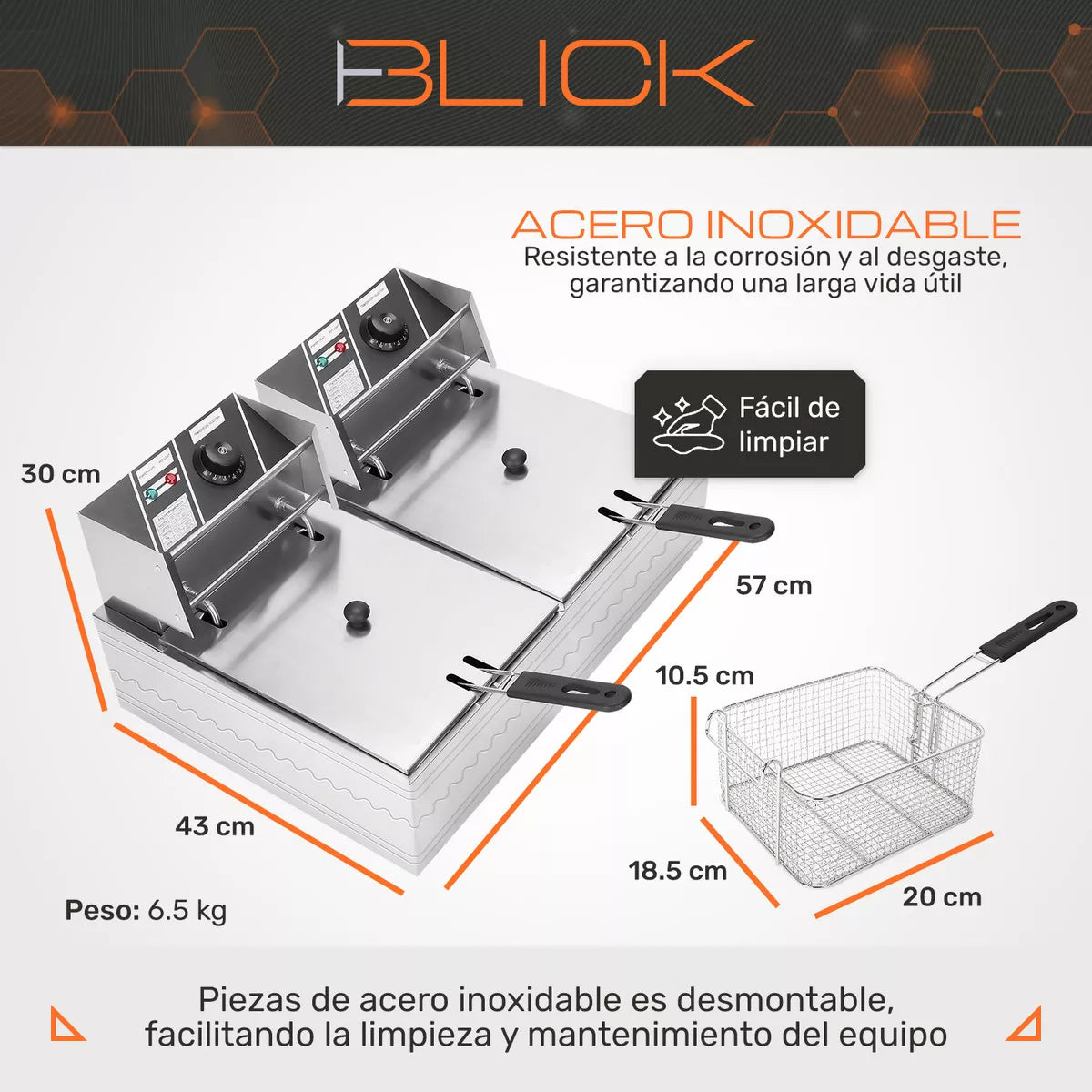 Freidora Eléctrica De Aceite Doble Bandeja