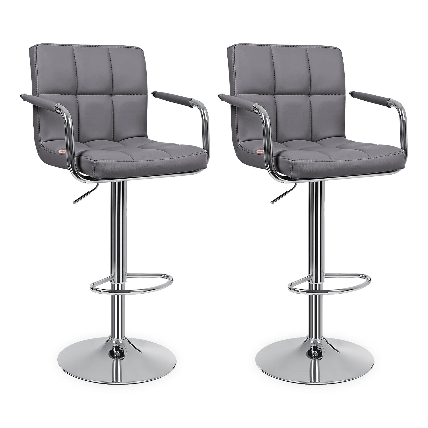 Set De 2 Bancos Sillas Con Respaldo Y Apoyabrazos Altura Regulable Giratorio 360° Diseño Moderno Y Elegante