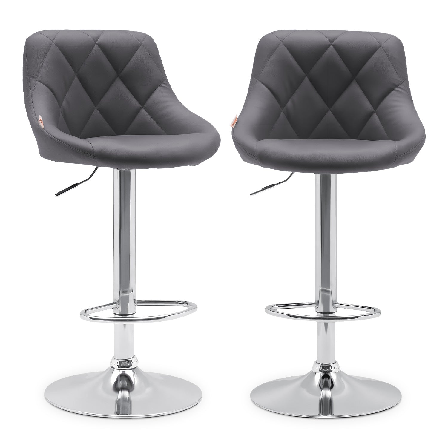 Set De 2 Bancos Altos Con Respaldo Apoyapiés Giratorio 360° Ajustable Antideslizante