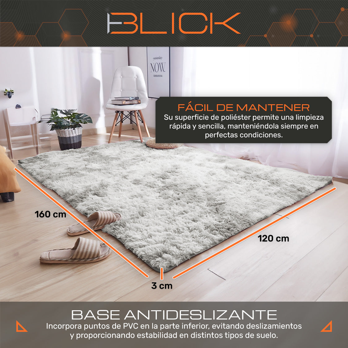 Alfombra Suave Decorativa Tapete De Sala Cuarto 160 X 120 Cm