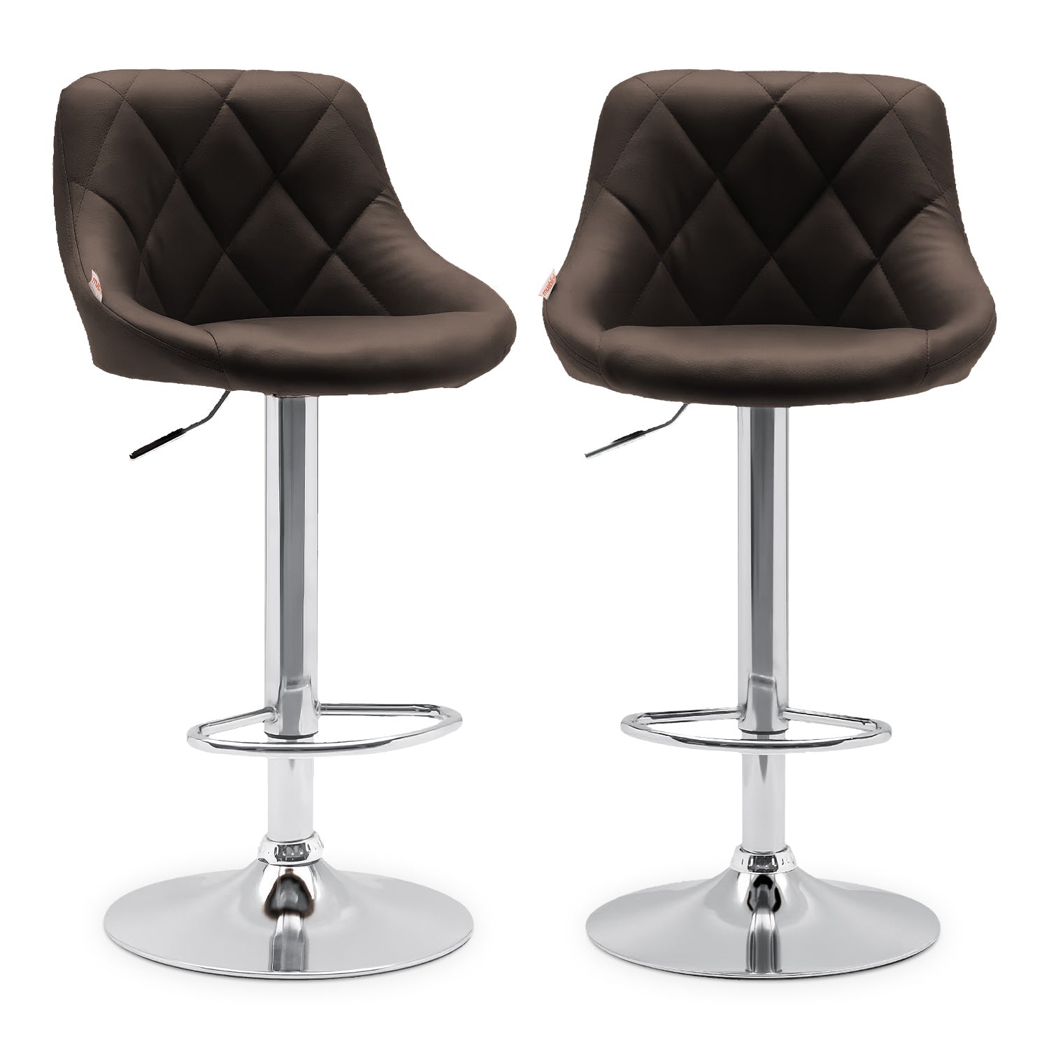 Set De 2 Bancos Altos Con Respaldo Apoyapiés Giratorio 360° Ajustable Antideslizante