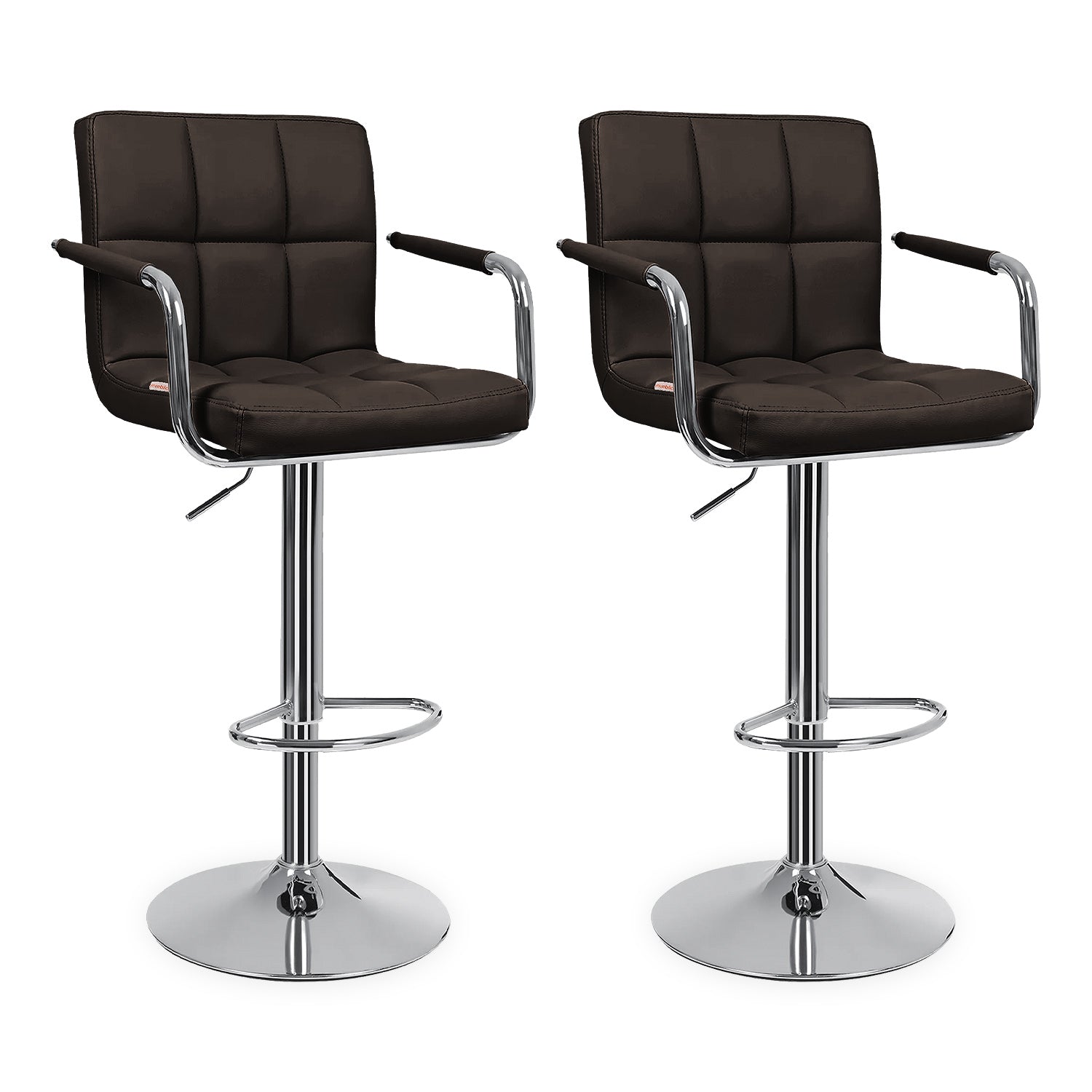 Set De 2 Bancos Sillas Con Respaldo Y Apoyabrazos Altura Regulable Giratorio 360° Diseño Moderno Y Elegante