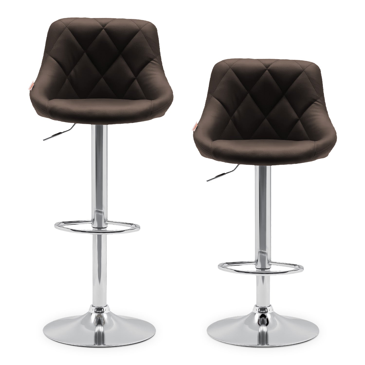 Set De 2 Bancos Altos Con Respaldo Apoyapiés Giratorio 360° Ajustable Antideslizante