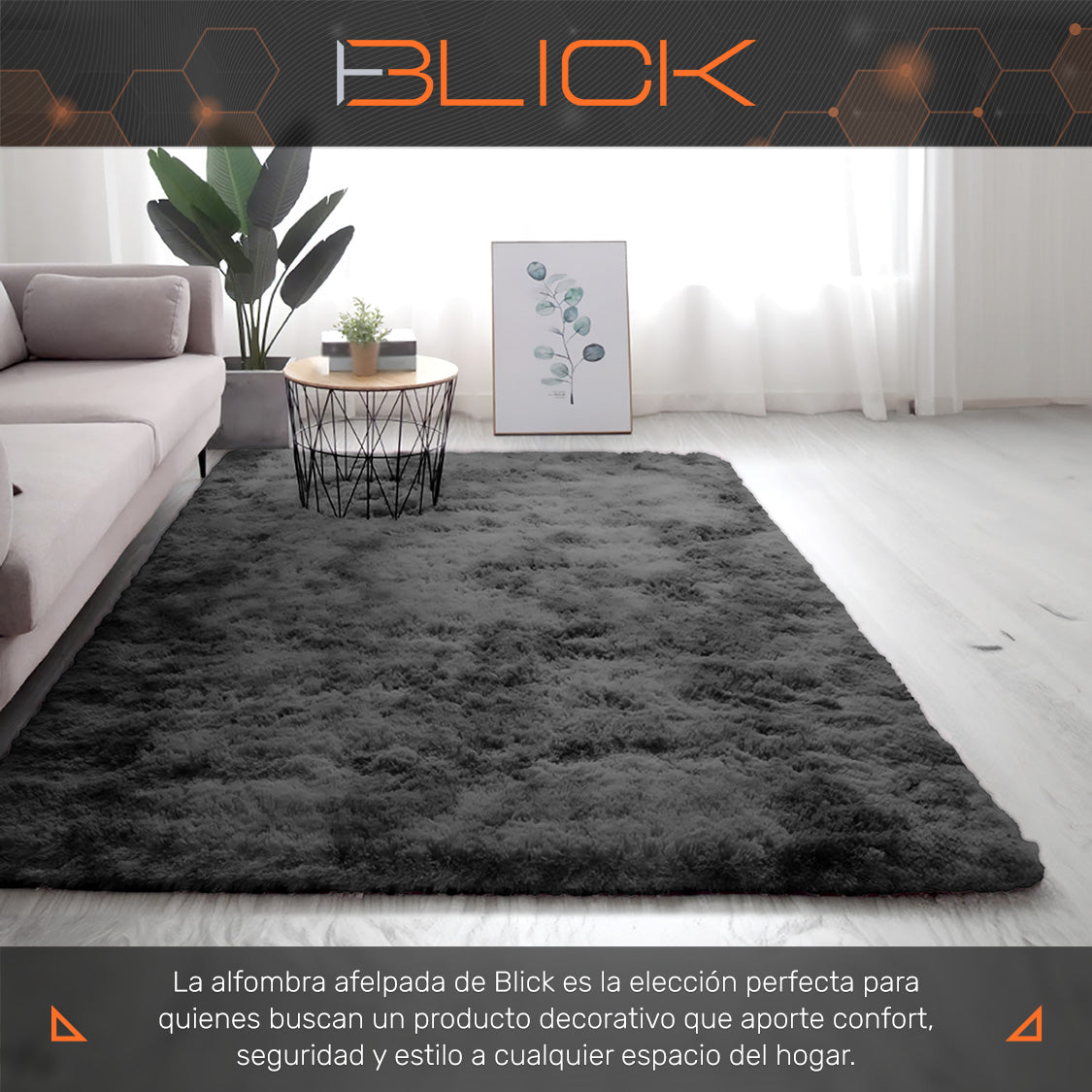 Alfombra De Sala Suave Afelpada Antideslizante 160 X 200 Cm