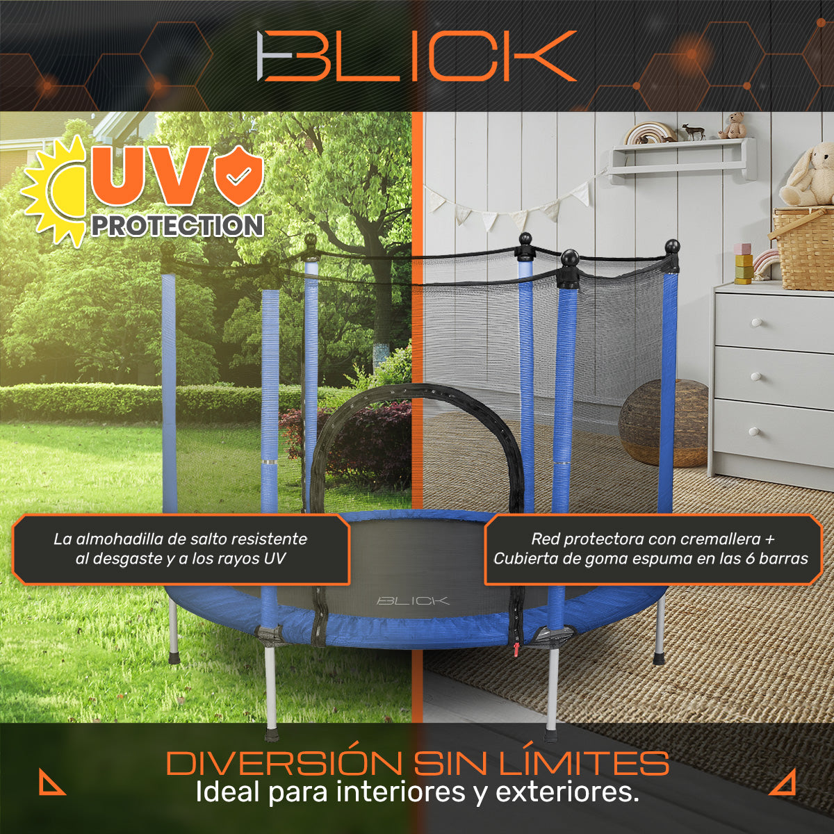 Trampolín Brincolín Estructura De Acero, Red De Seguridad, Acolchonado 360°, Diámetro 140 Cm X Alto 118 Cm, Soporta 150kg