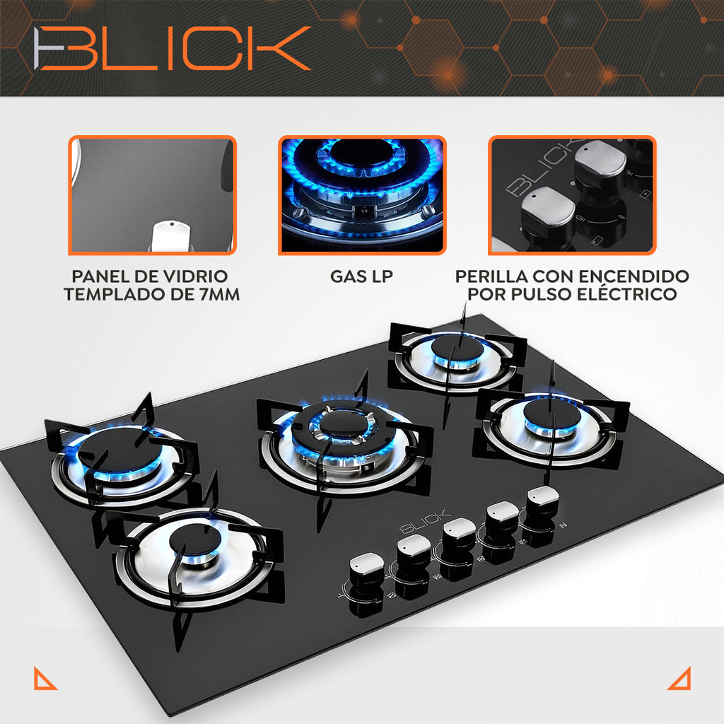 Parrilla Gas Vidrio Templado 5 Quemadores blick