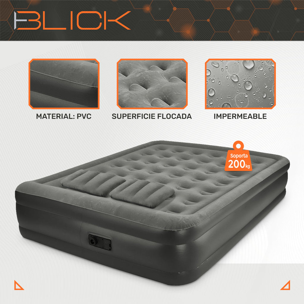 Colchon inflable electrico Queen con 2 almohadas Bomba Electrica Plegable Antideslizante