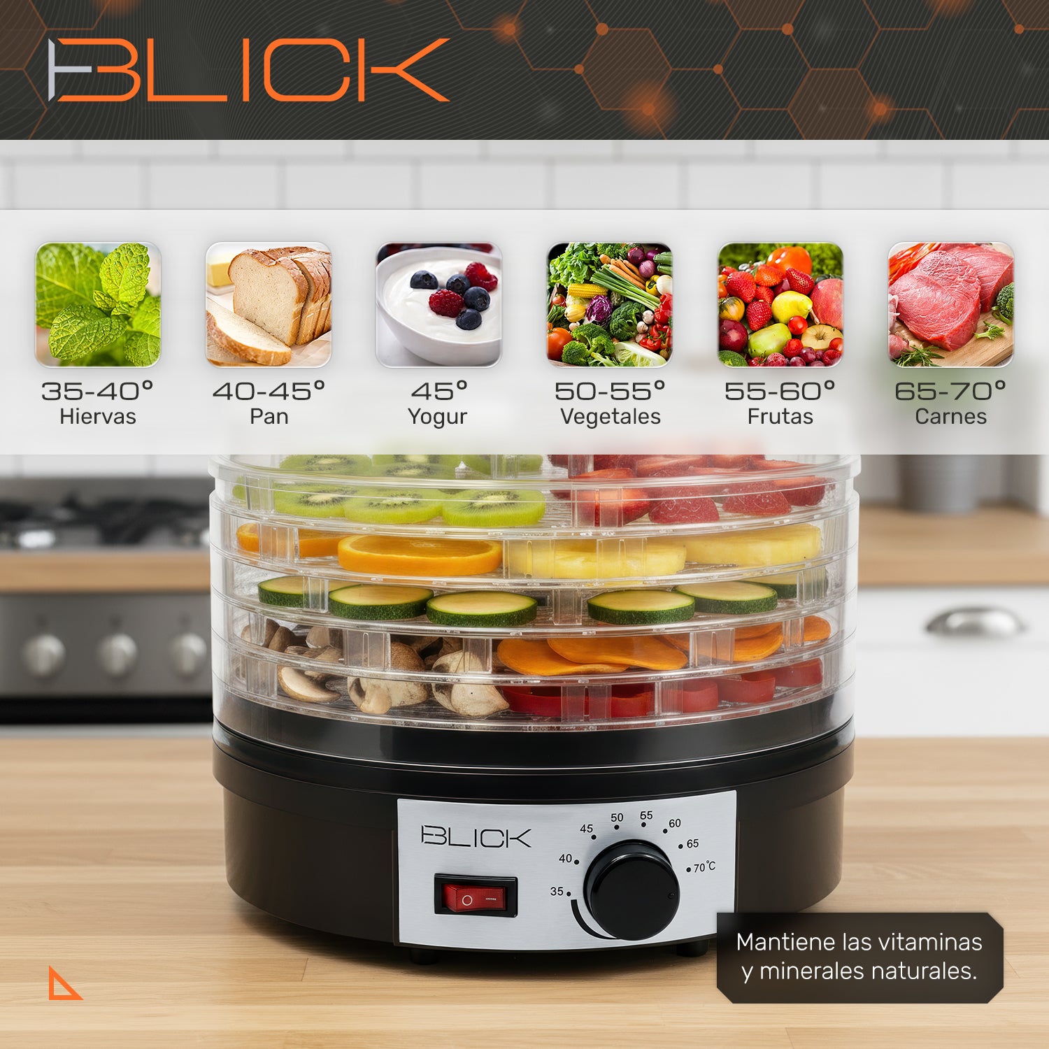 Deshidratador De Alimentos 5 Bandejas Frutas Verduras Blick