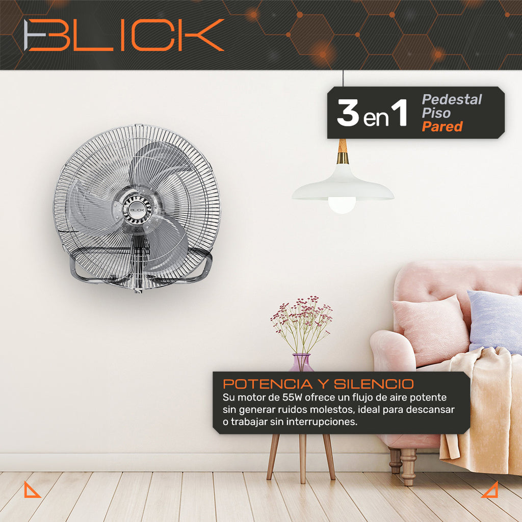 Ventilador De Pie 3 En 1 Pedestal Piso Pared Mesa 50cm 18´´