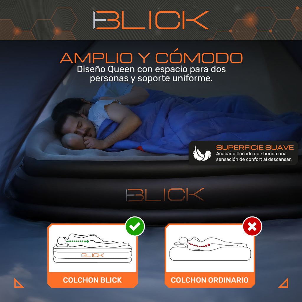 Colchon inflable electrico Queen con 2 almohadas Bomba Electrica Plegable Antideslizante
