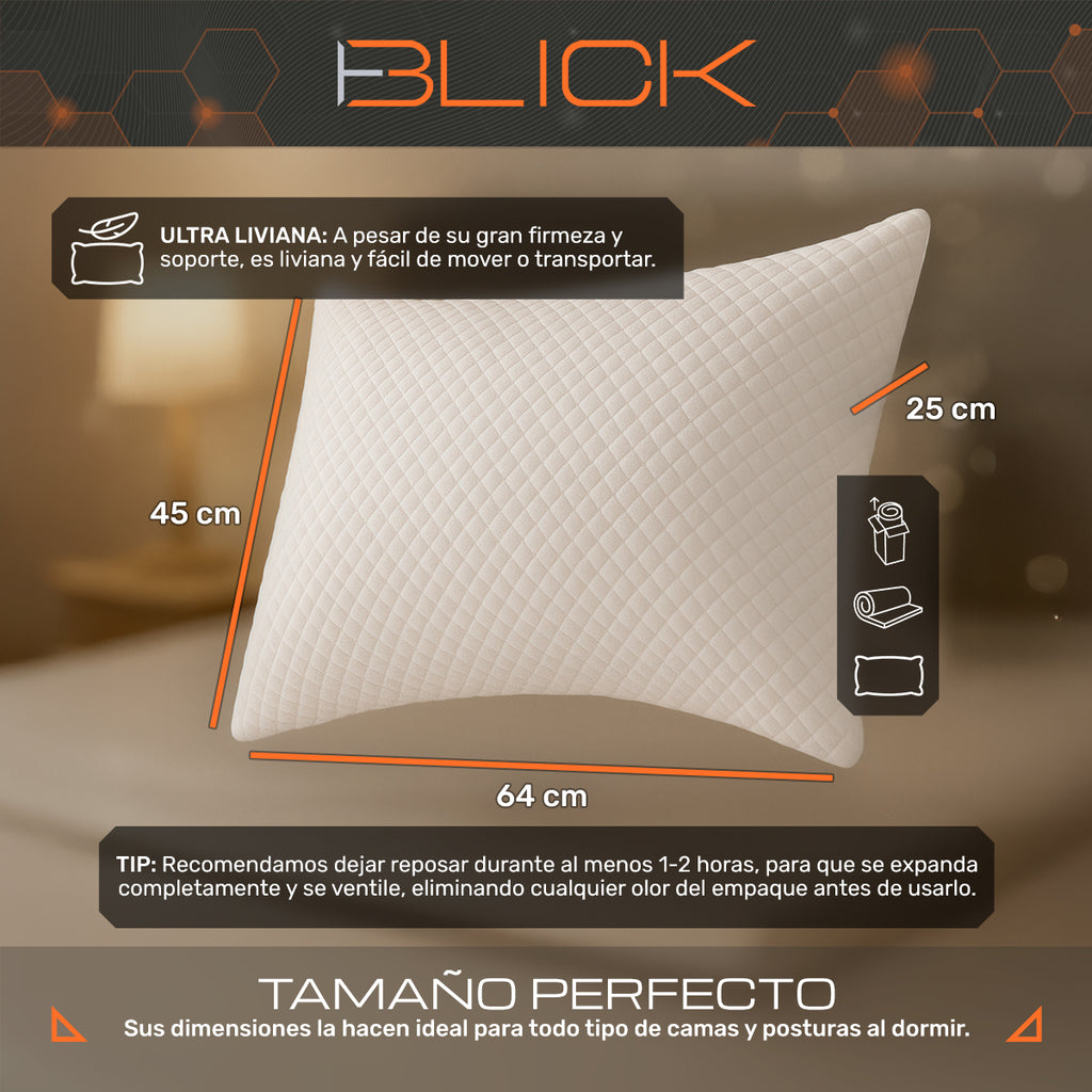 Almohada Almohada Memory Foam Gel Ajustable Cómoda Ergonómica Suave Ligera 64x46 cm Blick Color Blanca