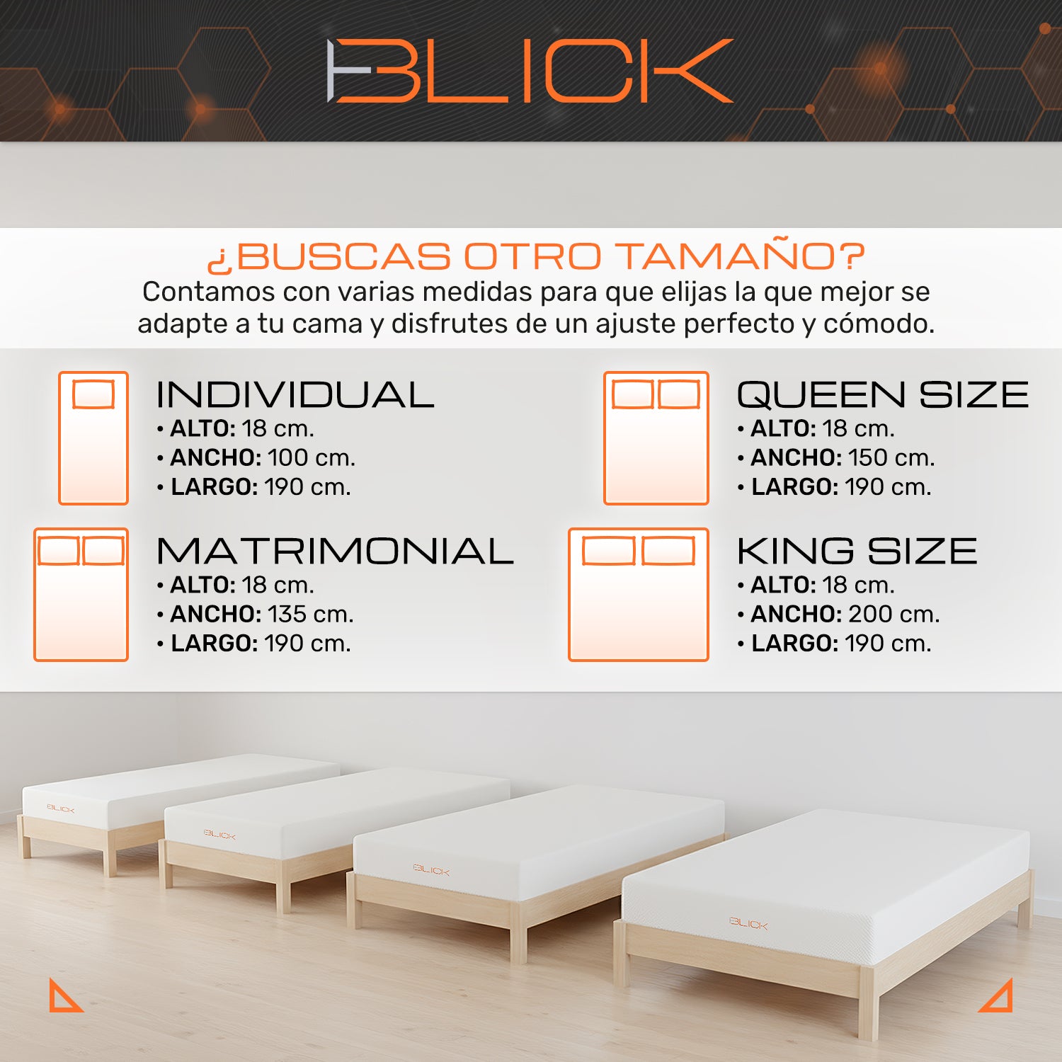 Colchón Memory Foam Blick Firme, Soporta 180 kg, Color Blanco