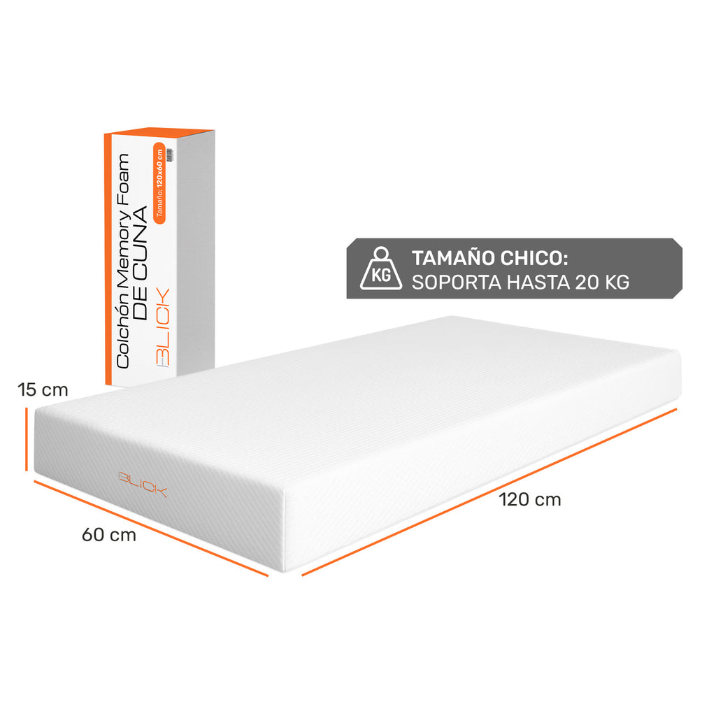 Colchón para cuna memory Foam Espuma Suave y Lavable