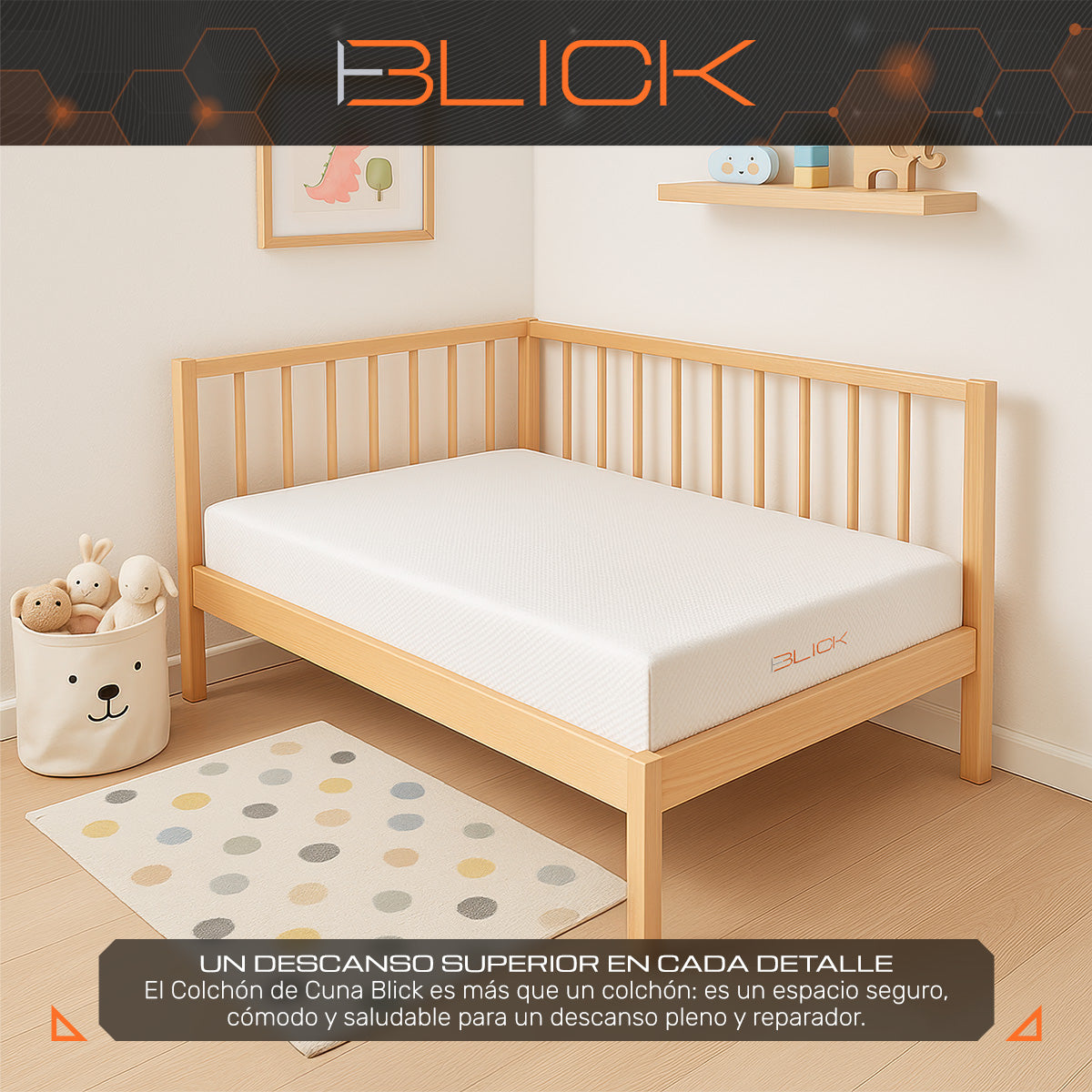 Colchón para cuna memory Foam Espuma Suave y Lavable