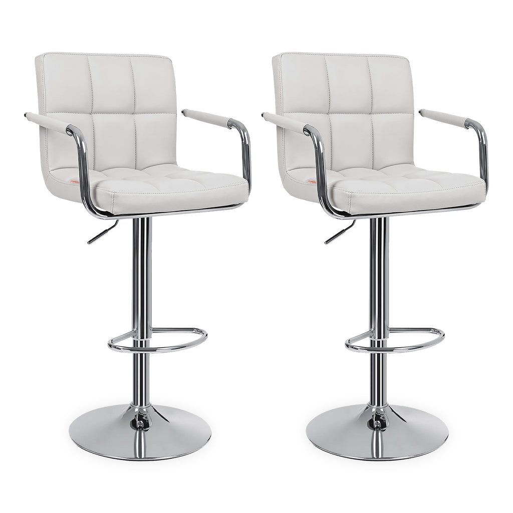 Set De 2 Bancos Sillas Con Respaldo Y Apoyabrazos Altura Regulable Giratorio 360° Diseño Moderno Y Elegante