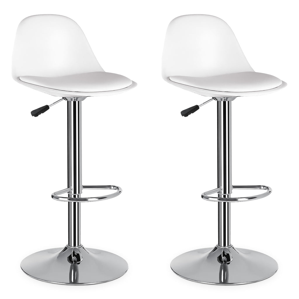 Set De 2 Bancos Altos De Cocina Altura Regulable Con Respaldo Giratorio 360°