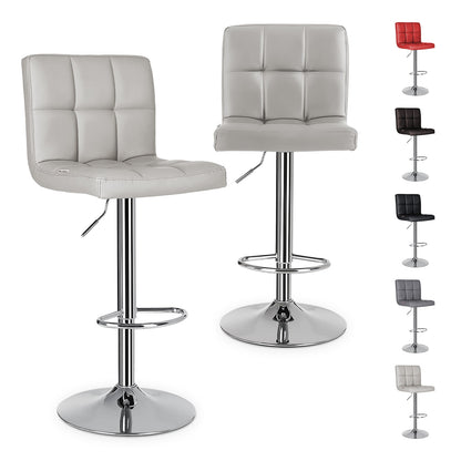 Set De 2 Bancos Sillas Con Respaldo Altura Regulable Giratorio 360° Diseño Moderno Y Elegante