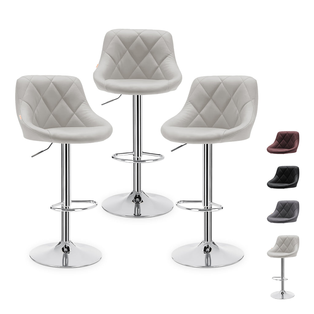 Set de 3 Bancos con Respaldo Acero Redondo Ajustables de Altura