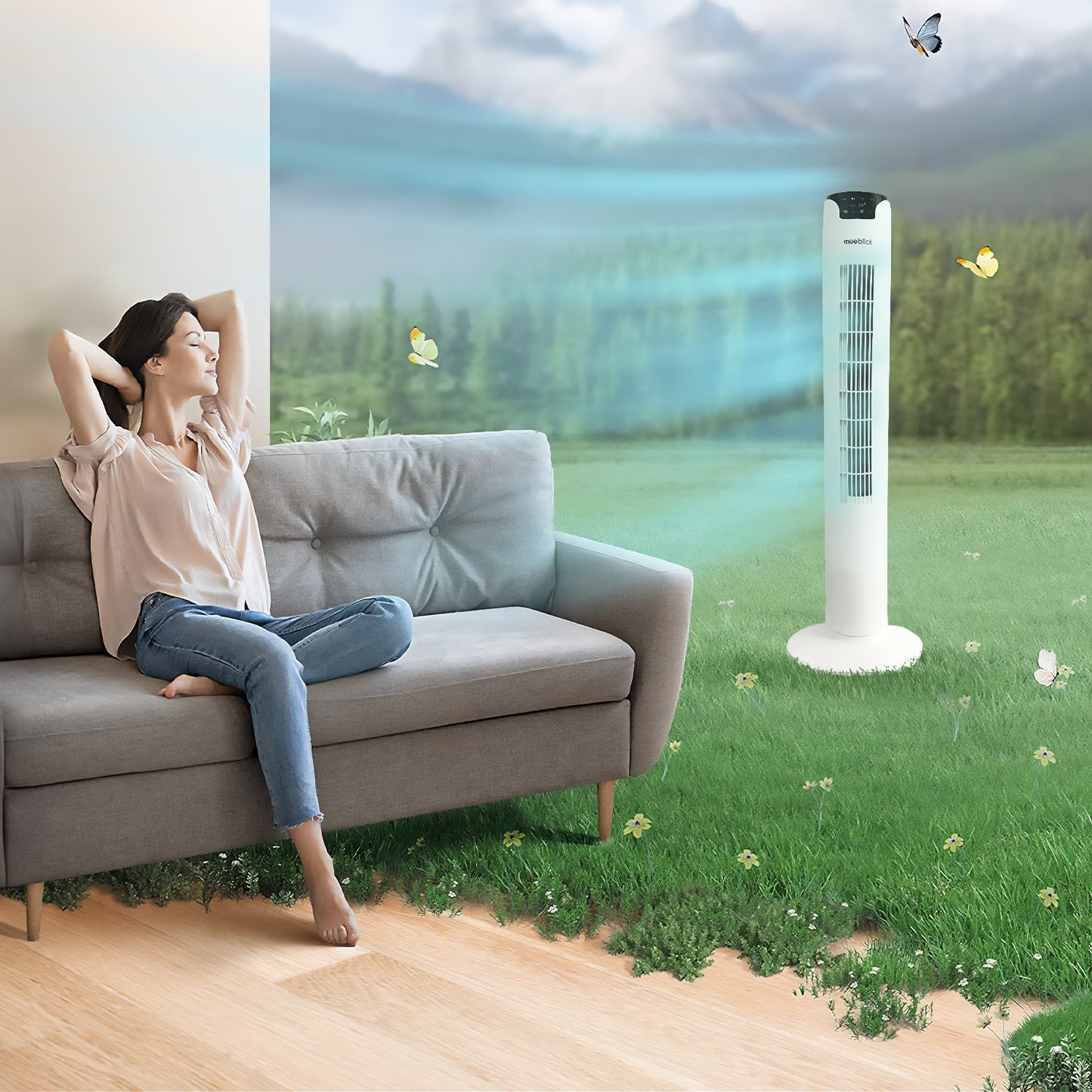 Ventilador de Torre de 42" con Control Remoto y Pantalla LED