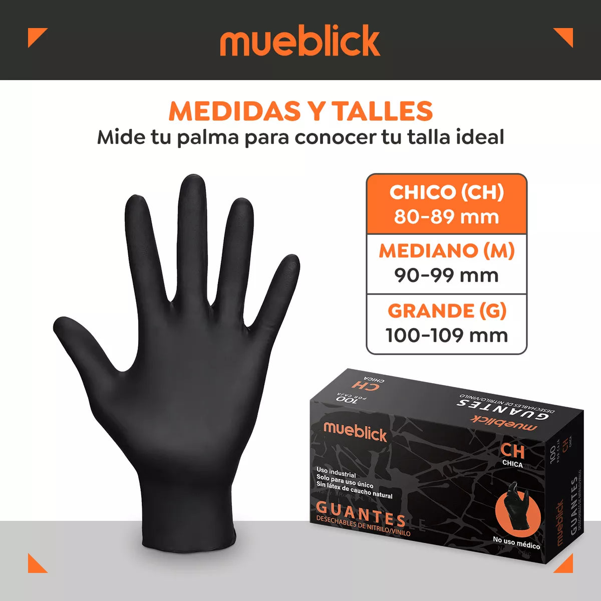 Guantes De Nitrilo Vinil Libre De Látex Sin Polvo Negro