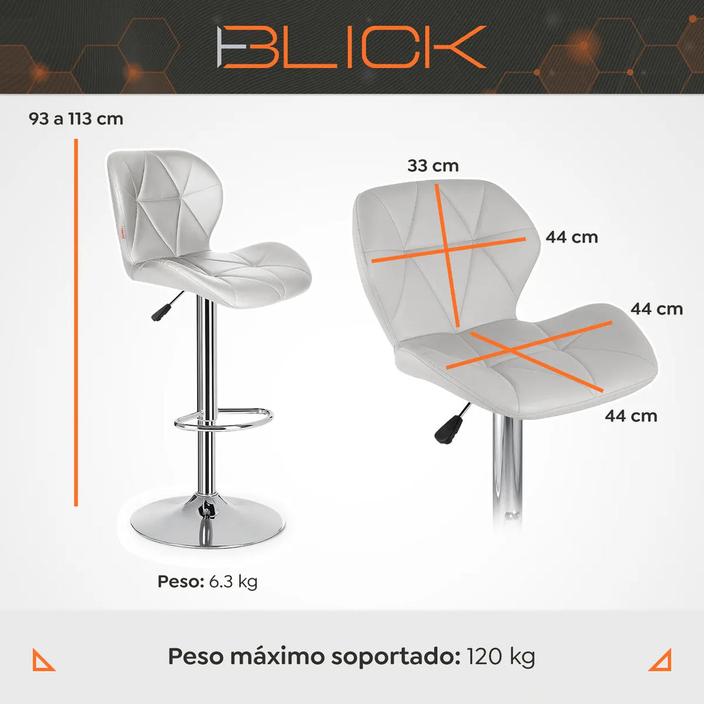 Set 3 Bancos Altos Barra Cocina Silla Cuero Base Cromada
