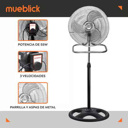 Ventilador De Pie 3 En 1 Pedestal Piso Pared Mesa 50cm 18´´