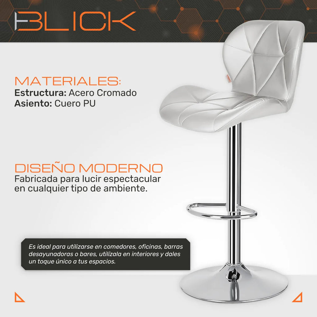 Set 3 Bancos Altos Barra Cocina Silla Cuero Base Cromada