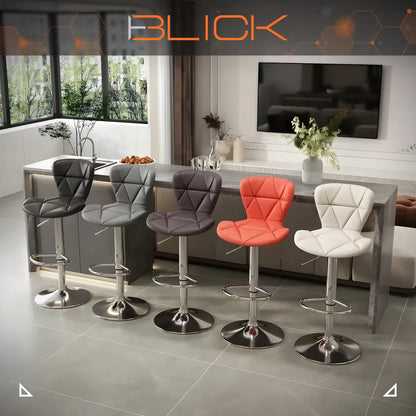 Set 2 Bancos Altos Barra Cocina Silla Cuero Base Cromada