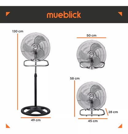 Ventilador De Pie 3 En 1 Pedestal Piso Pared Mesa 50cm 18´´