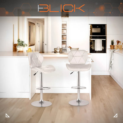Set 2 Bancos Altos Barra Cocina Silla Cuero Base Cromada