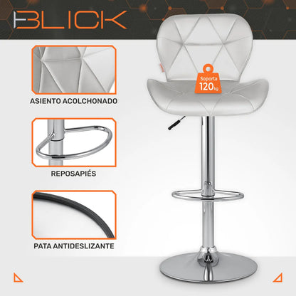 Set 2 Bancos Altos Barra Cocina Silla Cuero Base Cromada