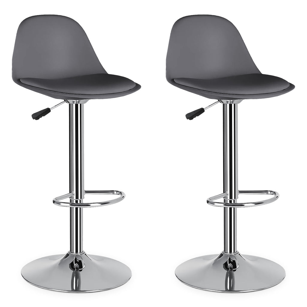 Set De 2 Bancos Altos De Cocina Altura Regulable Con Respaldo Giratorio 360°
