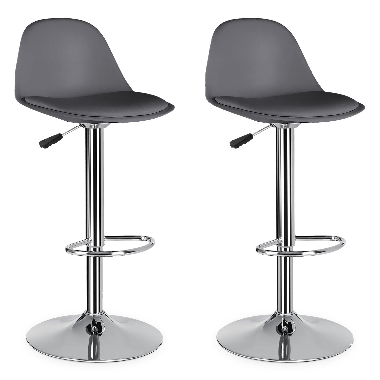 Set De 2 Bancos Altos De Cocina Altura Regulable Con Respaldo Giratorio 360°