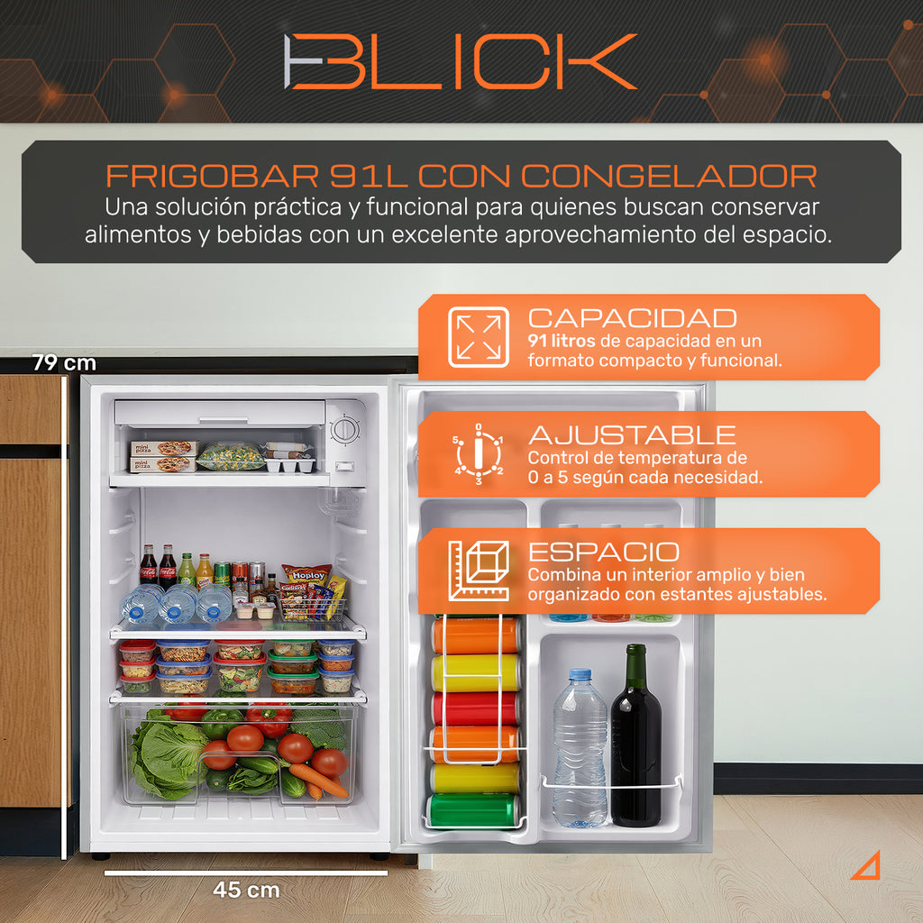 Frigobar Refrigerador 91L Congelador Freezer 3.2 pies